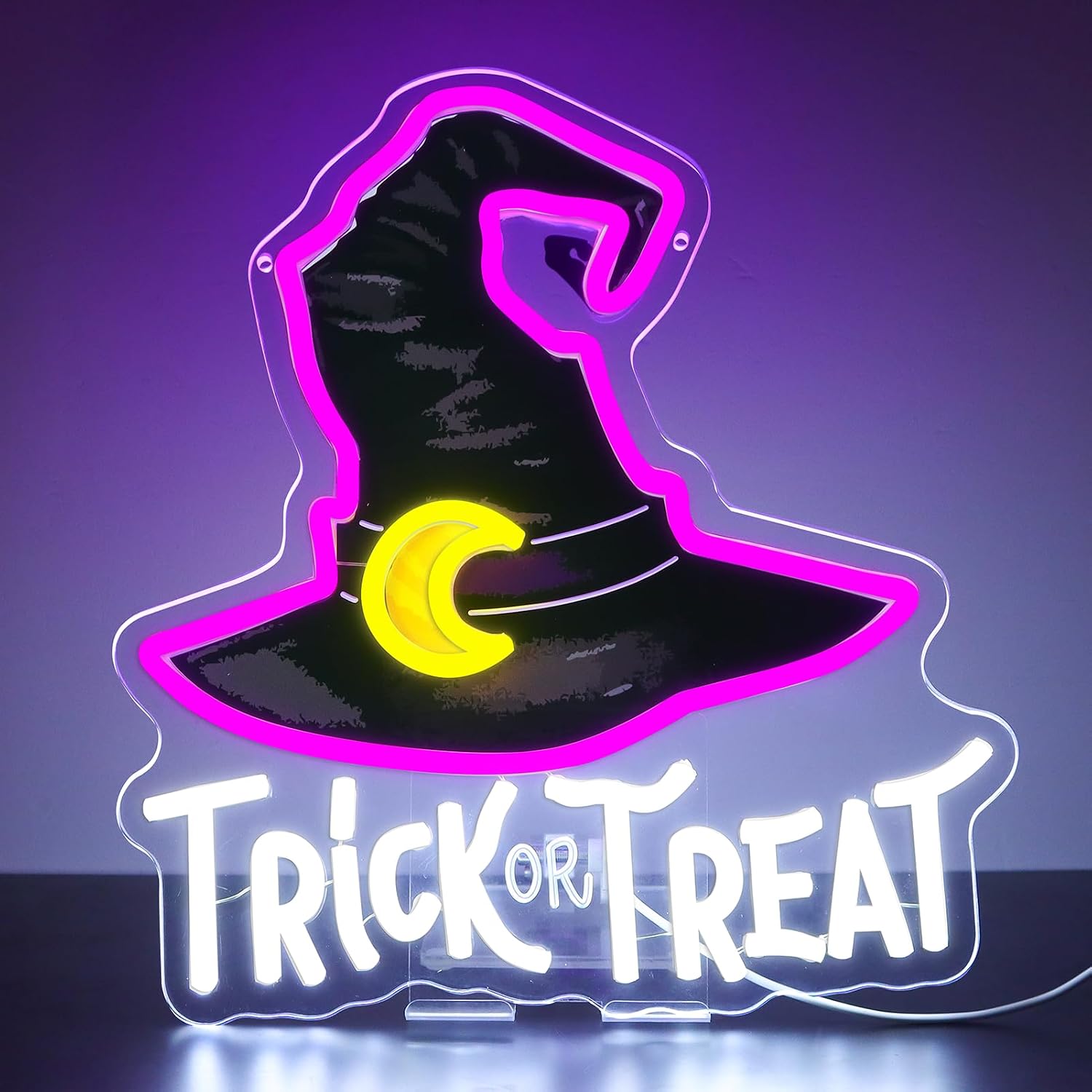 Home Decor Lighting Tricks - Trick Or Treat Witch Hat Neon