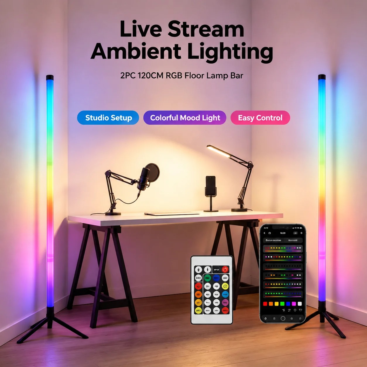 2 Pack RGB LED Corner Floor La - đánh giá và giá Room Decor Lighting Lamp
