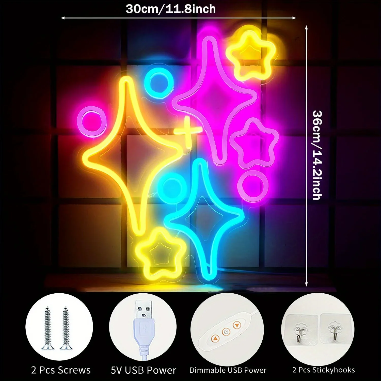 Stars LED Neon Sign Wall Decor - đánh giá và giá Up Lighting Decor
