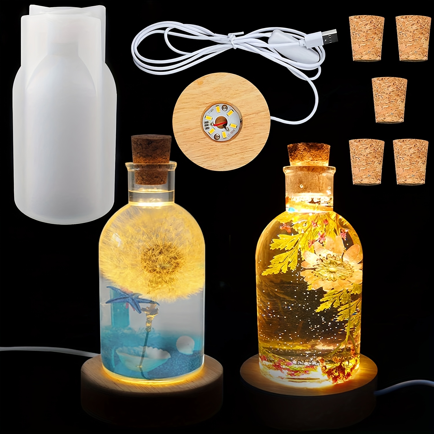 Drift Bottle Light Resin Mold  - đánh giá và giá Decor Lighting Cork