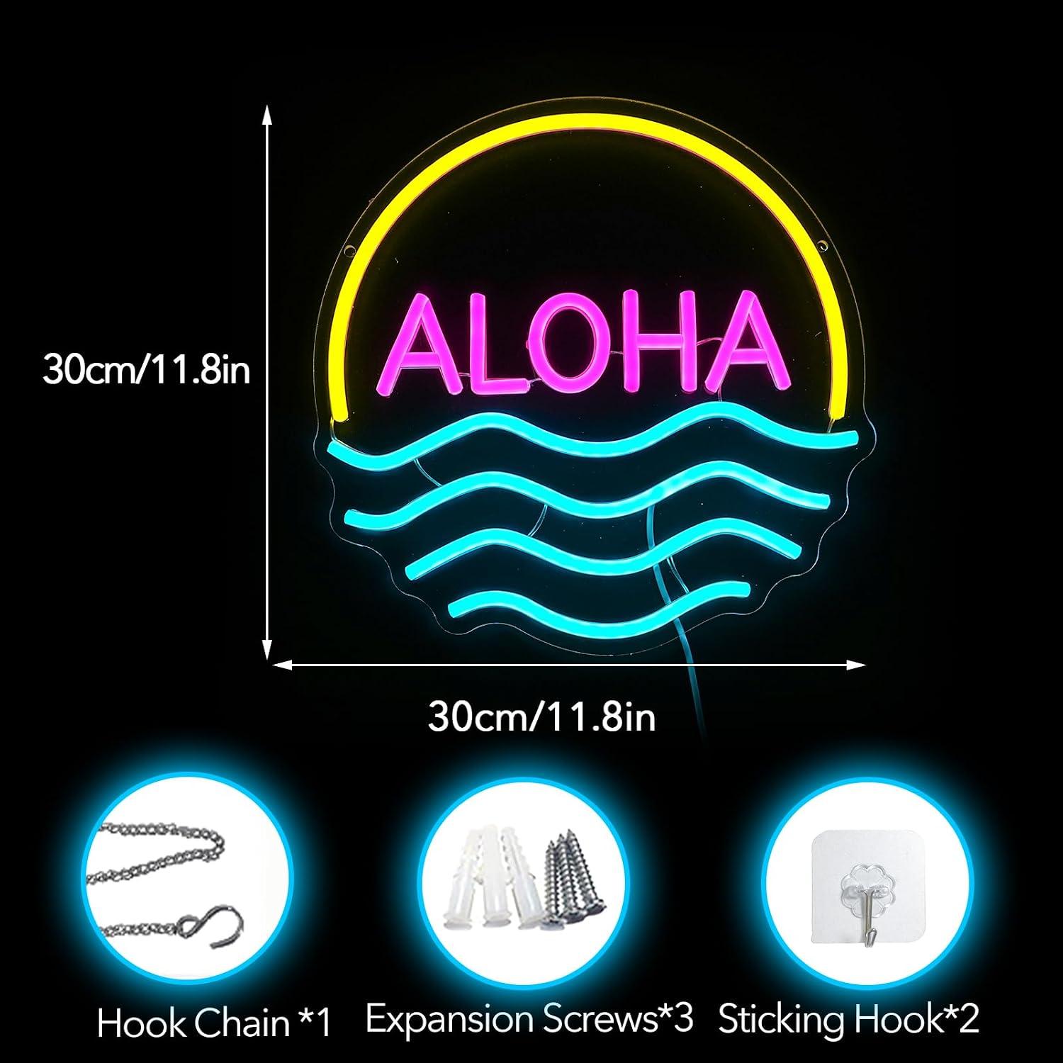 Aloha Sunset Wave Neon Sign US - đánh giá và giá Lighting Decor Rentals