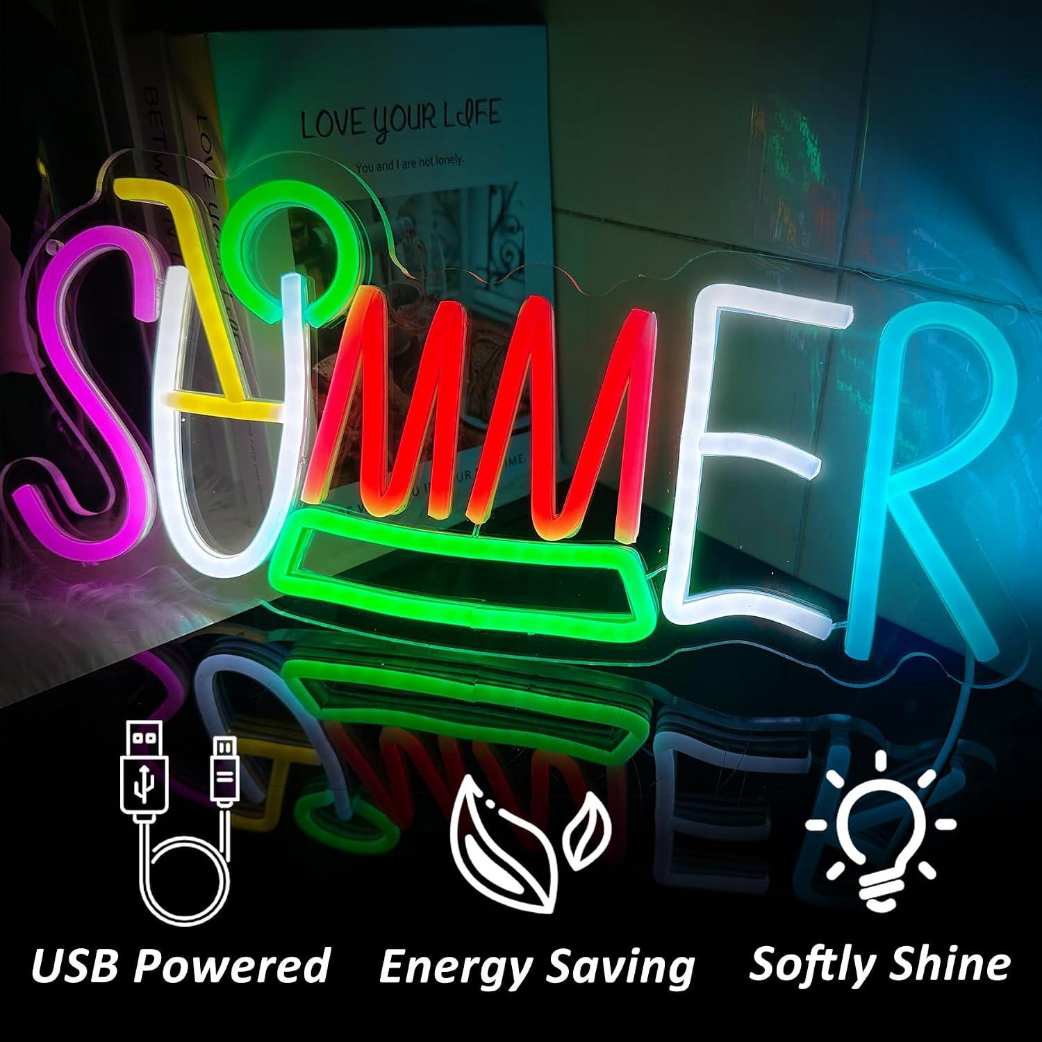 Summer Neon Sign USB Powered L - đánh giá và giá Lighting Decor Rentals