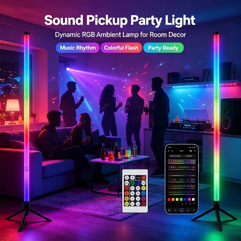 2PCS 120CM RGB Floor Lamp, Sou - đánh giá và giá Room Decor Lighting Lamp