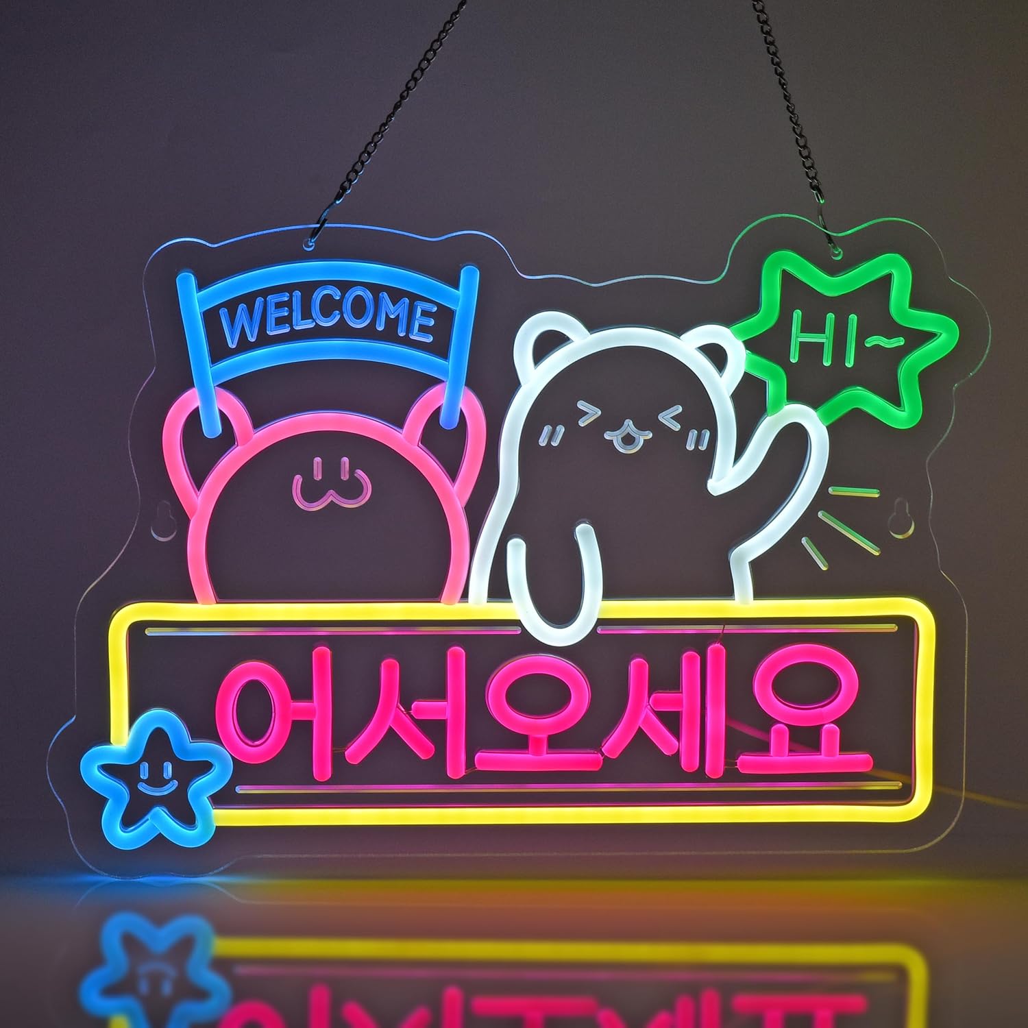 Welcome Neon Sign Korean Store - đánh giá và giá Up Lighting Decor