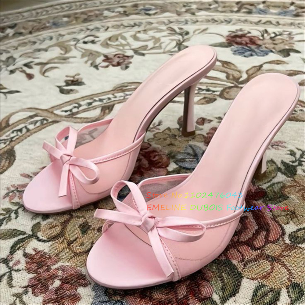 Mesh Bow Decor High Heel Mules - đánh giá và giá Up Lighting Decor